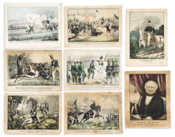 (MEXICAN AMERICAN WAR.) Nathaniel Currier; Sarony & Major; and others. Group of 13 small folio hand-colored lithographs.